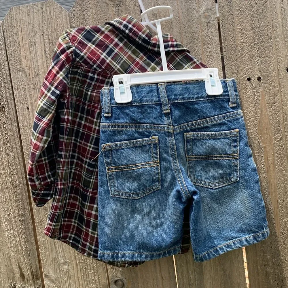 Take 50% OFF- Crazy 8 Blue Plaid and Blue Shorts Boys 2pcs, Size-2